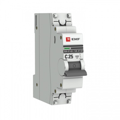 Автоматический выключатель 1P 25А (C) 6кА ВА 47-63 EKF PROxima