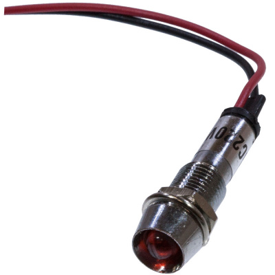 N-XD8-1W-R 220V, Лампа неоновая с держателем красная 220VAC
