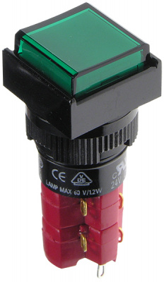 D16LMS1-2ABHG, Переключатель кнопочный без фиксации 250В/5А LED подсветка 6В