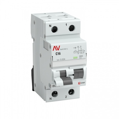 Дифференциальный автомат DVA-6 1P+N 40А (D) 100мА (AC) 6кА EKF AVERES