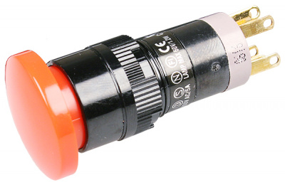 P16LAR3-1AB0R  MUSHROOM HEAD, Переключатель кнопочный с фиксацией 240В/4А