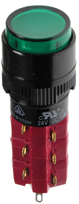 D16LAR1-3ABGG, Переключатель кнопочный с фиксацией 250В/5А подсветка неоновая