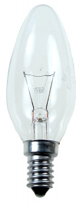 40C1/CL/E14, Лампа  40Вт, свеча прозрачная, цоколь E14