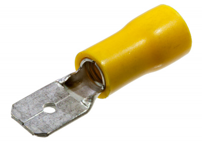 РПИ-П6.0 (6.3), клемма ножевая вилка 6.35мм изол.на провод 4-6мм2
