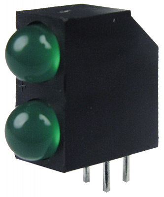 L-73EB/2GDA, светодиодная сборка 2шт. зеленый d=4.8mm 20мКд