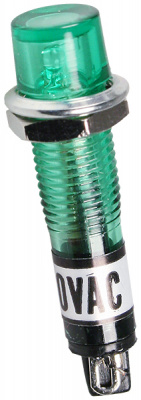 N-814G-220V, лампа неоновая с держателем зеленая 220В d=9.9мм