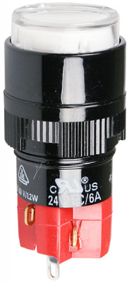 D16LMR1-1ABCW, Переключатель кнопочный без фиксации 250В/5А с подсветкой