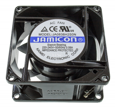 JA0838H2S0N-T, вентилятор 220В 80х80х38мм подшипник скольжения клеммы