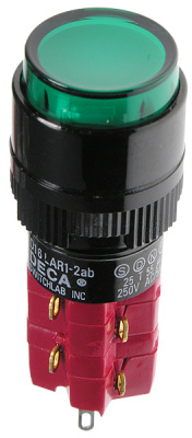 D16LAR1-2ABBG, Переключатель кнопочный с фиксацией 250В/5А с подсветкой